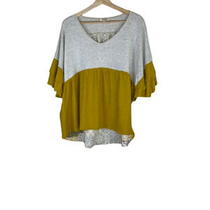 UMGEE RUFFLE SLEEVES LINEN/COTTON TOP SIZE XL